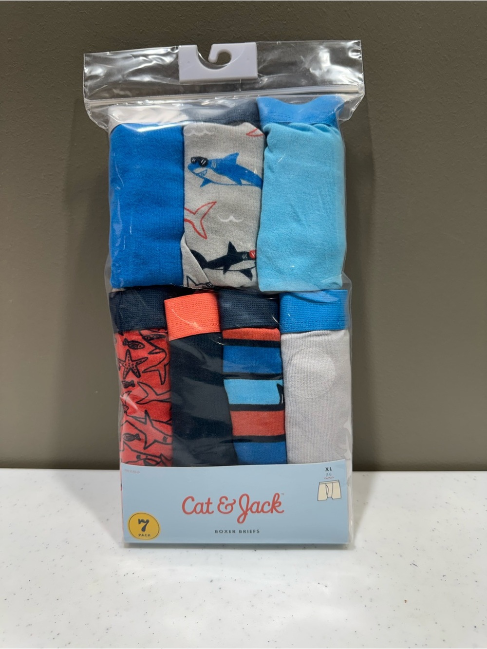 Cat & Jack Boys- XL Assorted Blue and Red Boxer Briefs - 7 Pack